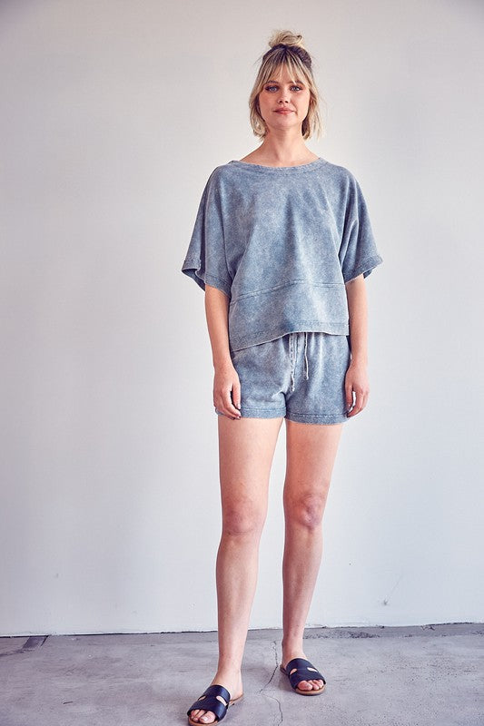 Stone Washed Shorts - Washed Forest - Southern Grace Creations