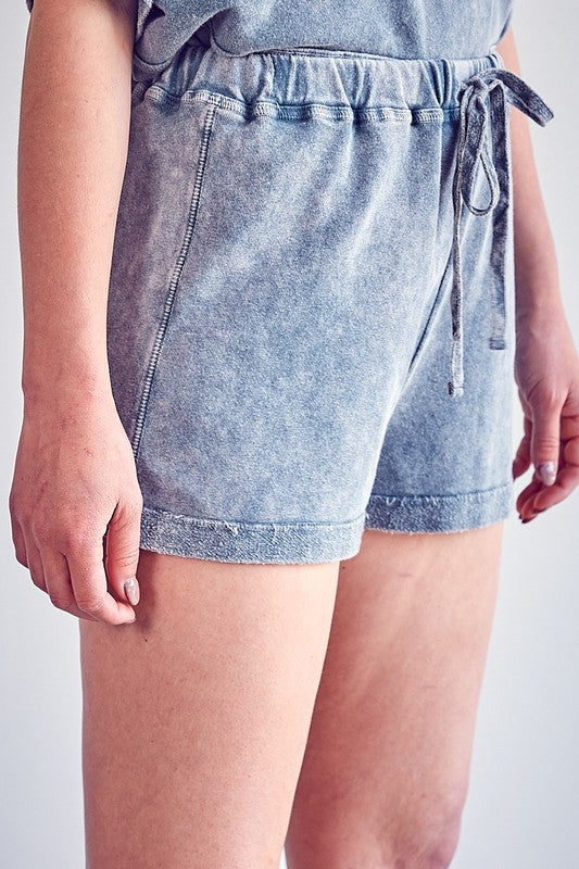 Stone Washed Shorts - Washed Forest - Southern Grace Creations