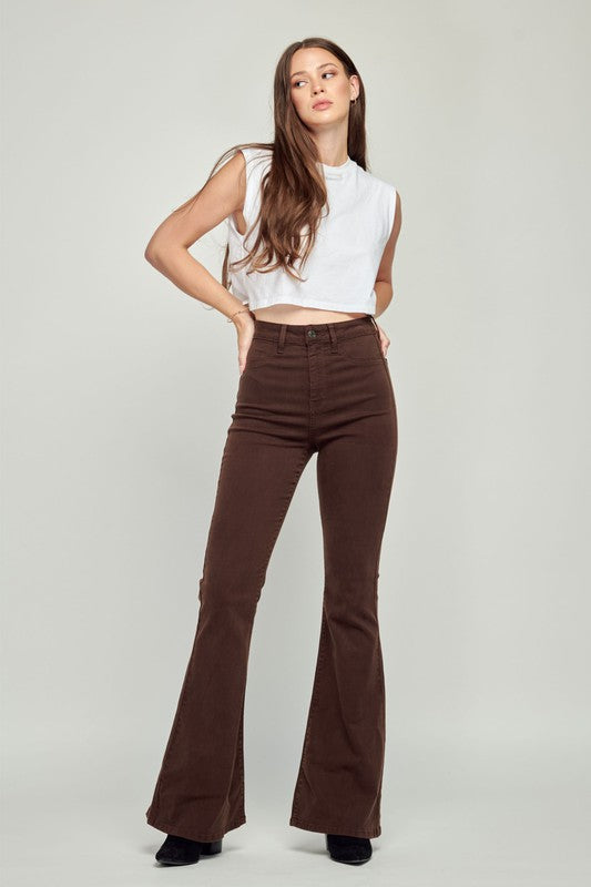 Sydney Flare Pants-Brown - Southern Grace Creations