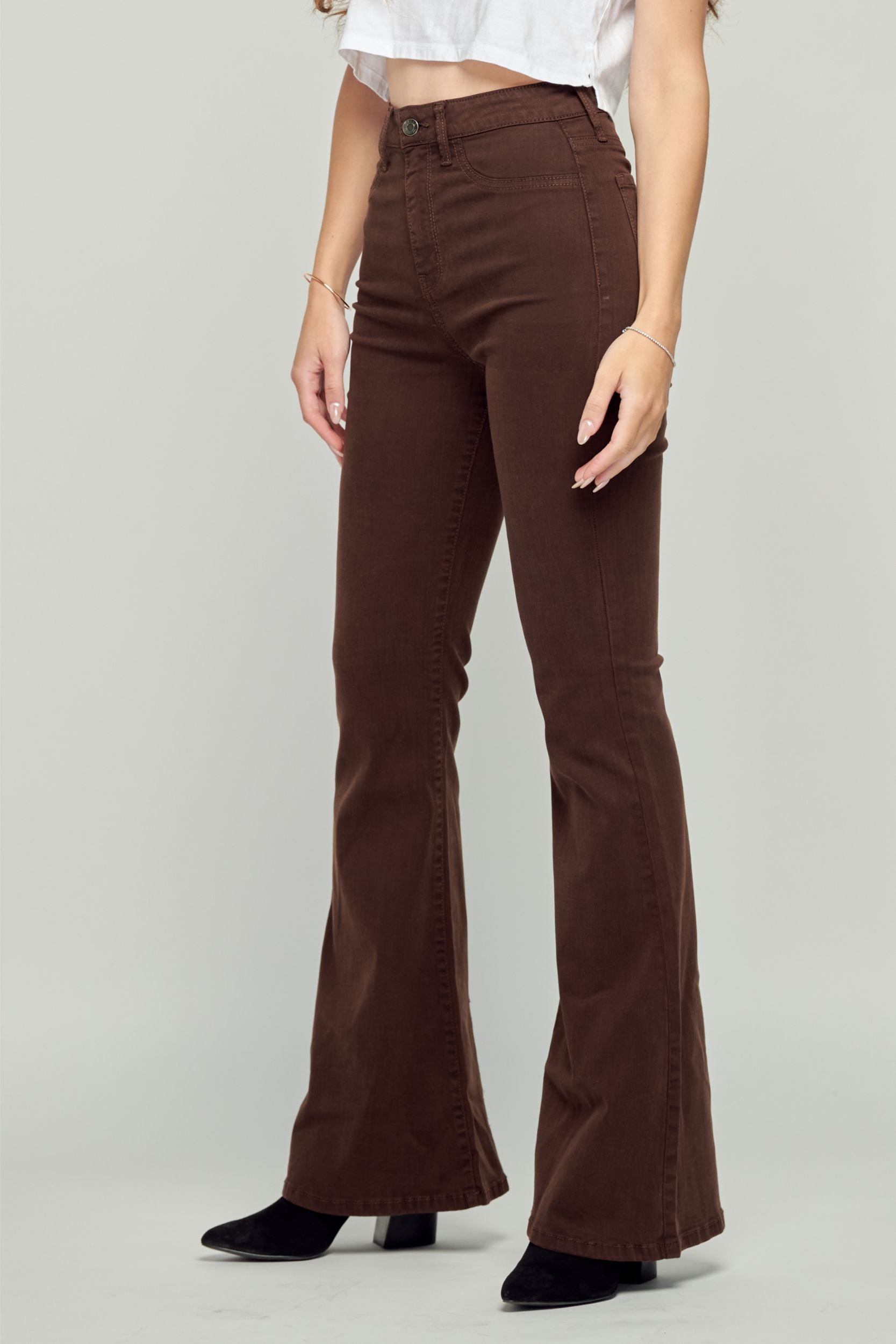 Sydney Flare Pants-Brown - Southern Grace Creations