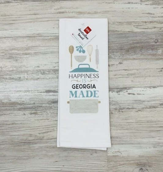 TEA TOWEL - Happiness is Georgia Made - Southern Grace Creations
