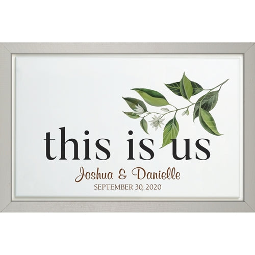 THIS IS US FRAMED SIGN WITH LEAVES (Engravable) - Southern Grace Creations