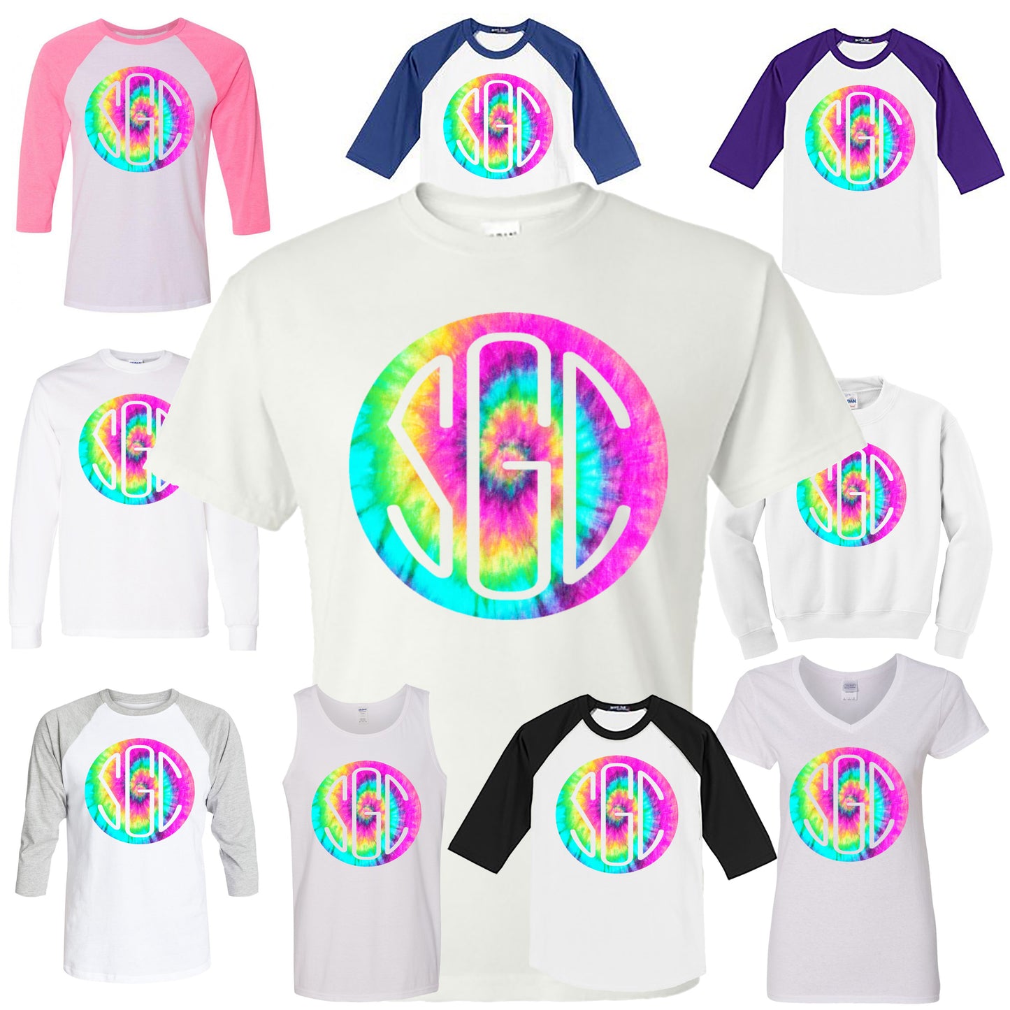 TIE DYE PASTEL ROUND MONOGRAM SHIRT - Southern Grace Creations