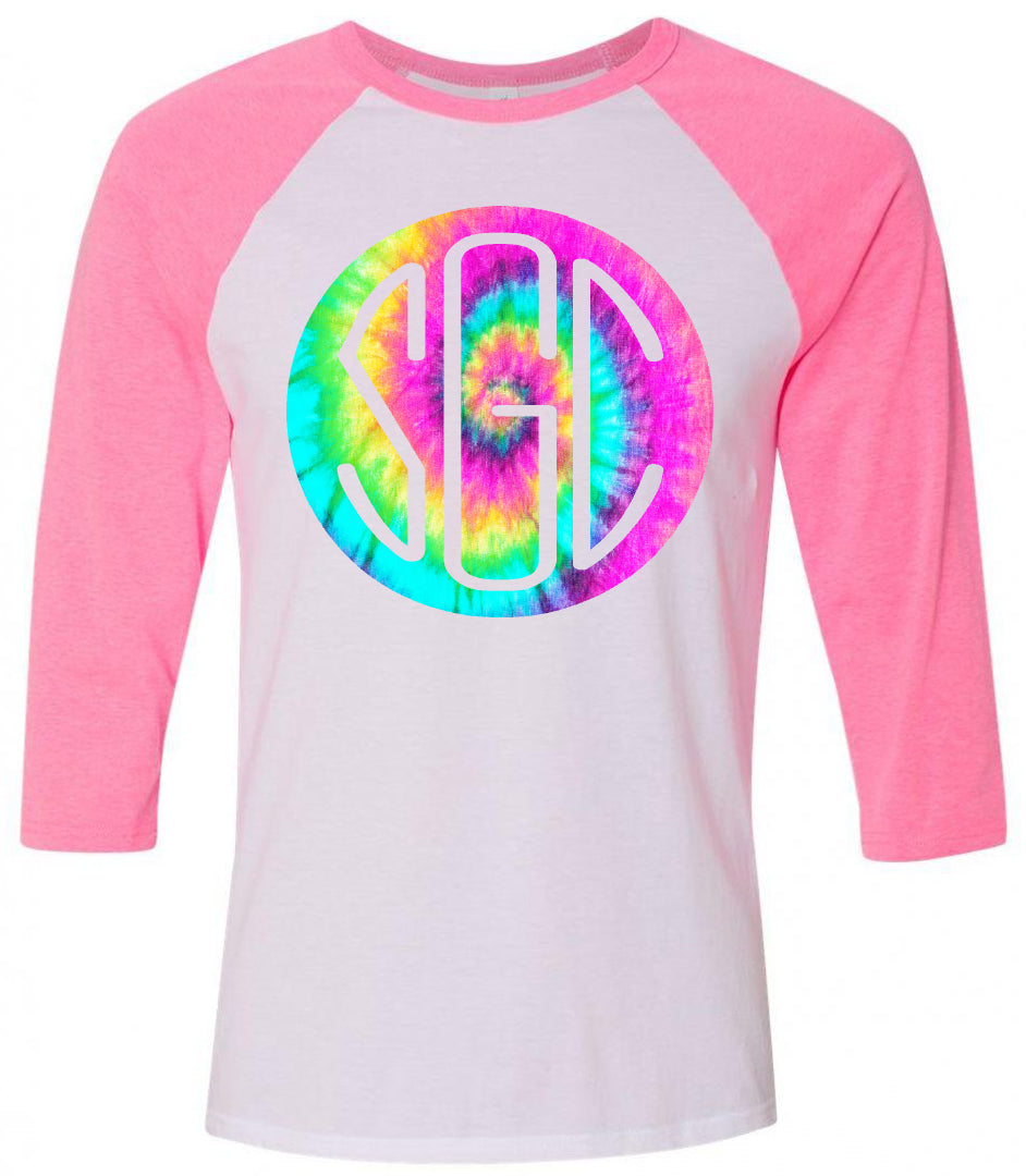 TIE DYE PASTEL ROUND MONOGRAM SHIRT - Southern Grace Creations
