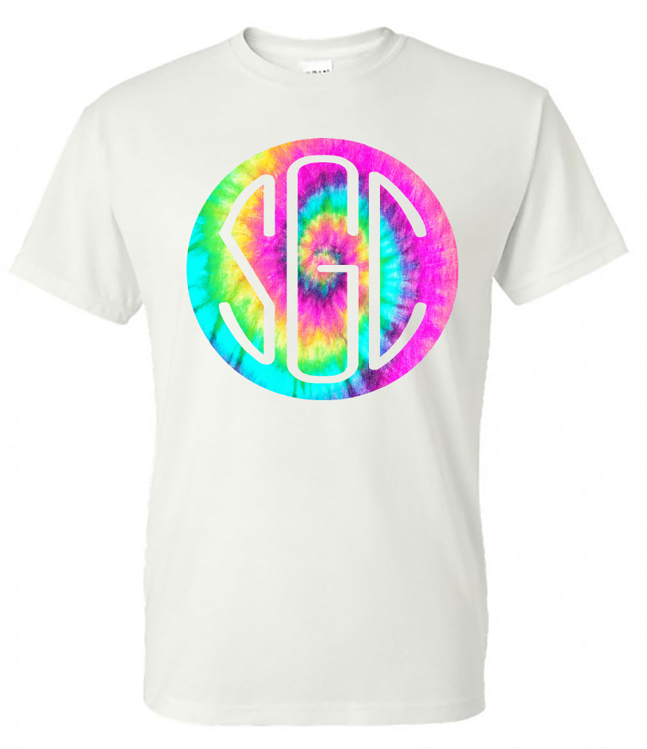 TIE DYE PASTEL ROUND MONOGRAM SHIRT - Southern Grace Creations