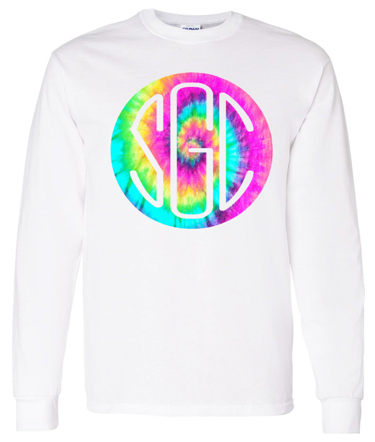 TIE DYE PASTEL ROUND MONOGRAM SHIRT - Southern Grace Creations