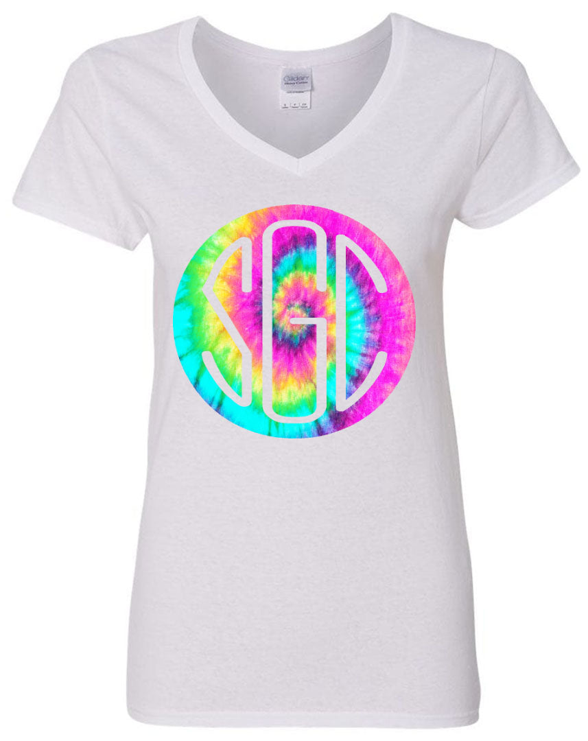 TIE DYE PASTEL ROUND MONOGRAM SHIRT - Southern Grace Creations