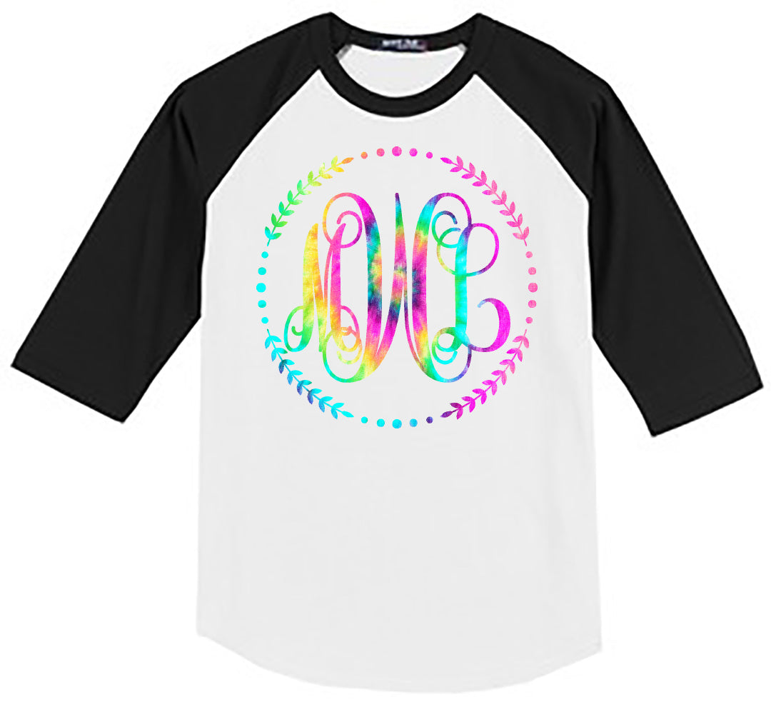 TIE DYE PASTEL VINE MONOGRAM SHIRT - Southern Grace Creations