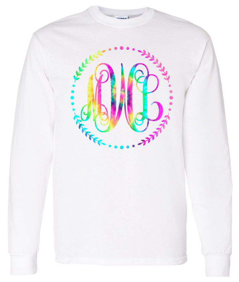 TIE DYE PASTEL VINE MONOGRAM SHIRT - Southern Grace Creations