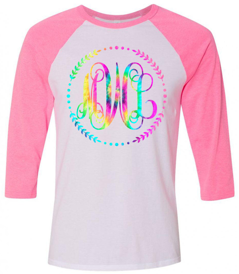 TIE DYE PASTEL VINE MONOGRAM SHIRT - Southern Grace Creations