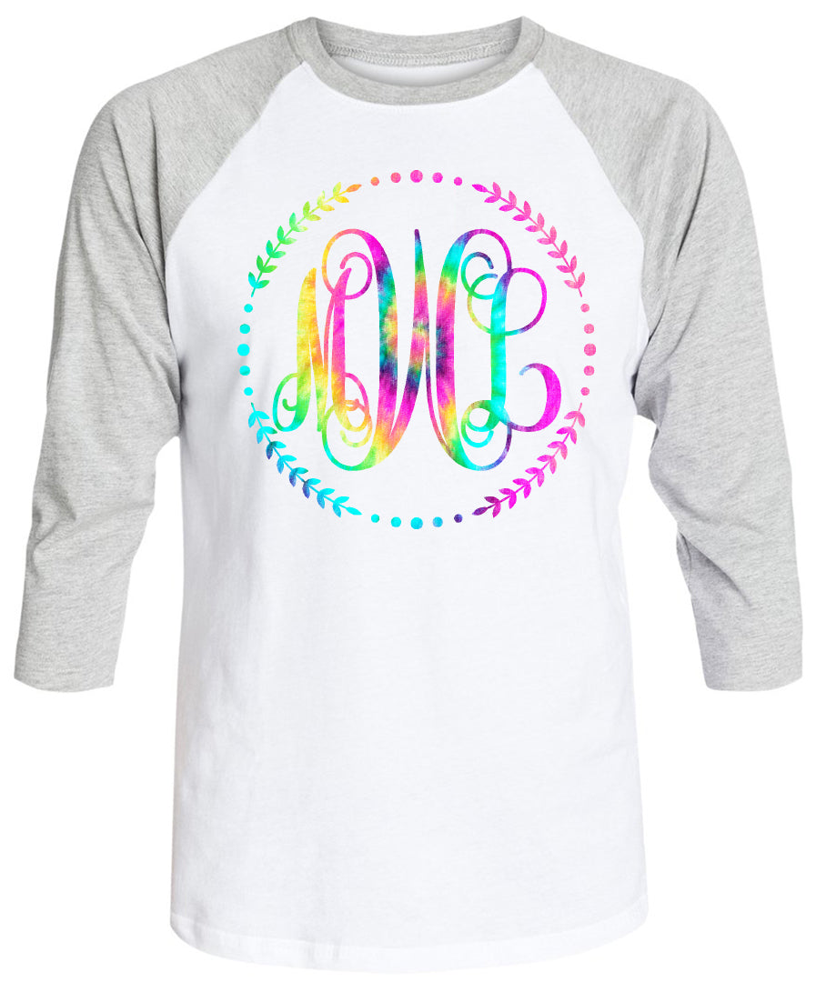 TIE DYE PASTEL VINE MONOGRAM SHIRT - Southern Grace Creations
