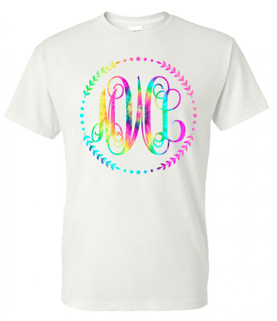 TIE DYE PASTEL VINE MONOGRAM SHIRT - Southern Grace Creations