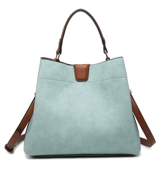 Tati Satchel Bag - Light Teal-monogramable - Southern Grace Creations