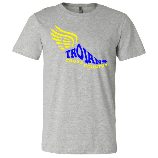 Tattnall - Trojans Cross Country with Wings - Athletic Heather (Tee/DriFit/Hoodie/Sweatshirt) - Southern Grace Creations