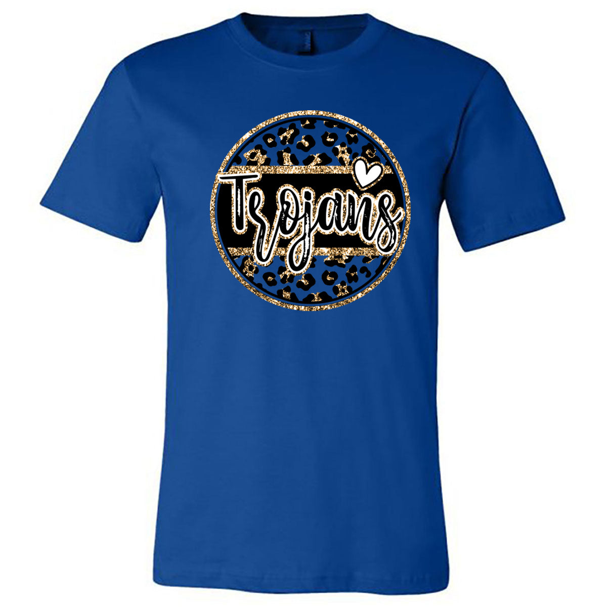 Tattnall - Trojans Glitter Gold Circle - Royal (Tee/Hoodie/Sweatshirt) - Southern Grace Creations