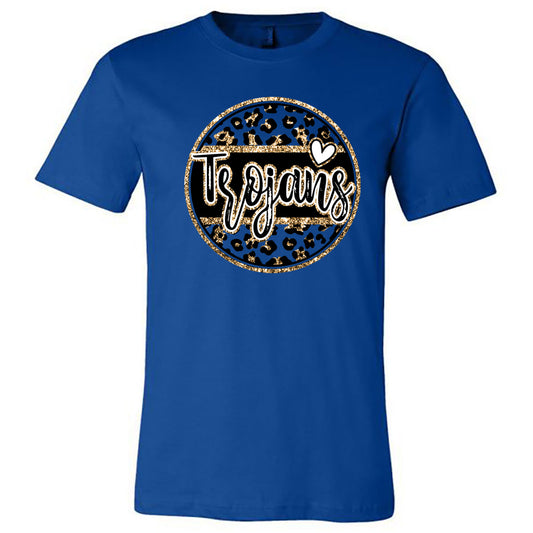Tattnall - Trojans Glitter Gold Circle - Royal (Tee/Hoodie/Sweatshirt) - Southern Grace Creations