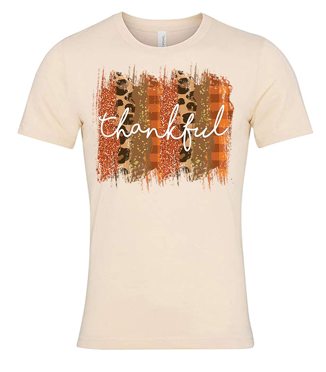 Thankful - Cream Short Sleeve Tee - Southern Grace Creations
