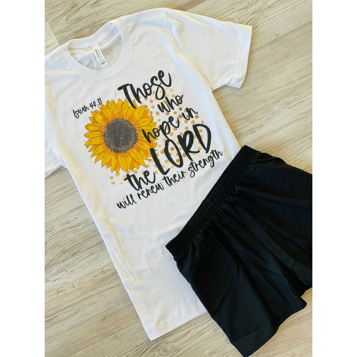Those Who Hope In The Lord Set (White Tee/Black Shorts) - Southern Grace Creations