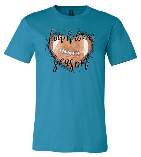 Touchdown Season - Aqua Short Sleeve Tee - Southern Grace Creations