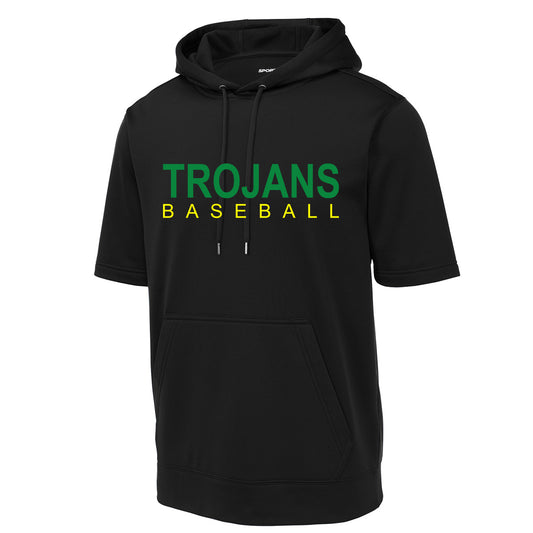 Twiggs Academy - Trojans Baseball -Fleece Short Sleeve Hooded Pullover - Black - Southern Grace Creations