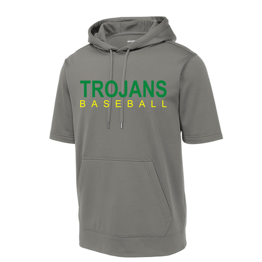 Twiggs Academy - Trojans Baseball -Fleece Short Sleeve Hooded Pullover - Grey - Southern Grace Creations
