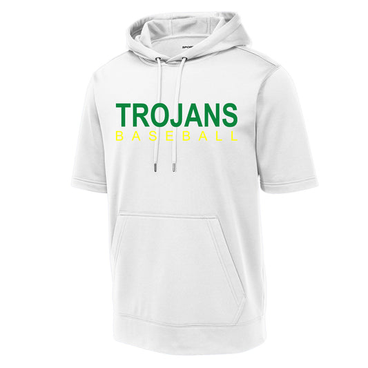 Twiggs Academy - Trojans Baseball -Fleece Short Sleeve Hooded Pullover - White - Southern Grace Creations