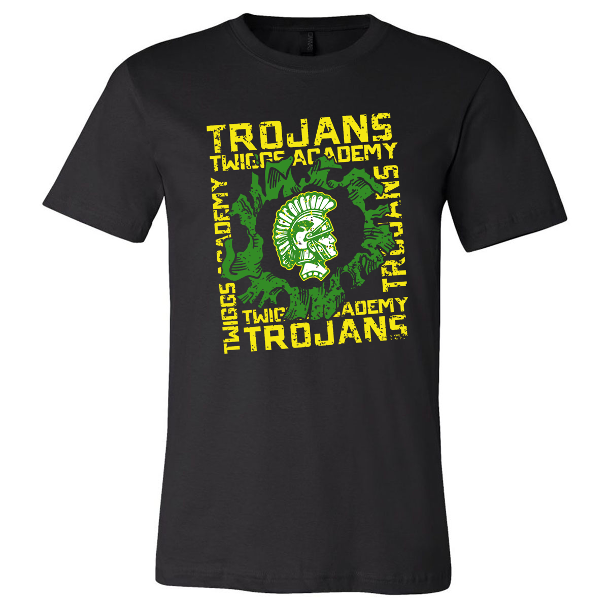 Twiggs Academy - Trojans Distressed Square - Black (Tee/Hoodie/Sweatshirt) - Southern Grace Creations