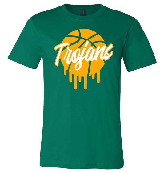 Twiggs Academy - Trojans Dripping Basketball - Kelly Green (Tee/DriFit/Hoodie/Sweatshirt) - Southern Grace Creations