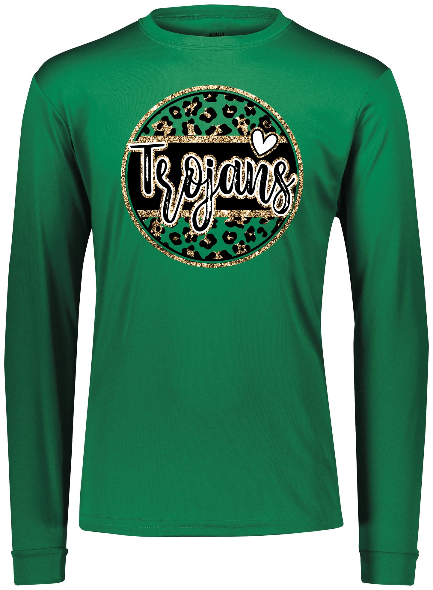 Twiggs Academy- Trojans Glitter Gold Circle - Kelly Green (Tee/Hoodie/Sweatshirt) - Southern Grace Creations