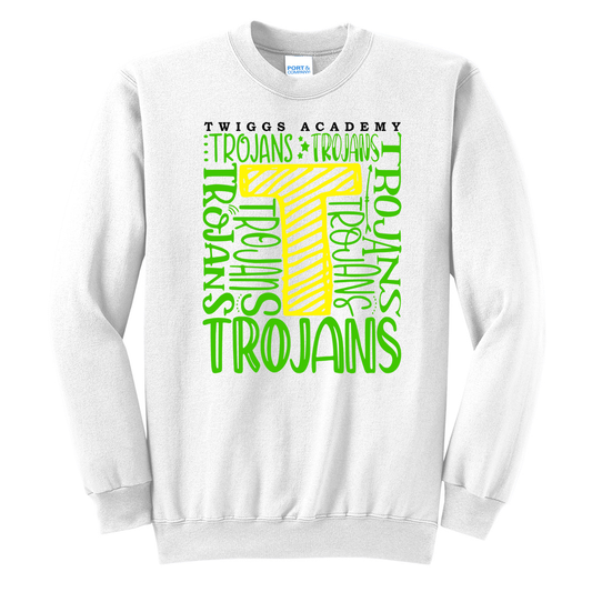 Twiggs Academy - Trojans Scrambled - White (Tee/Hoodie/Sweatshirt) - Southern Grace Creations