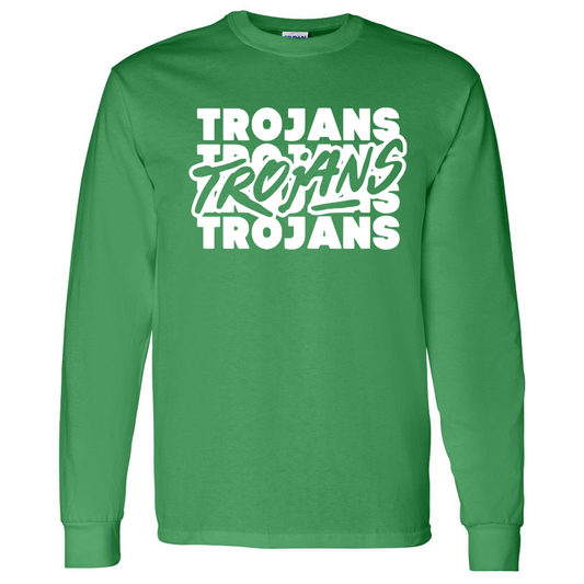Twiggs Academy - Trojans Trojans Trojans 2 - Kelly Green (Tee/DriFit/Hoodie/Sweatshirt) - Southern Grace Creations