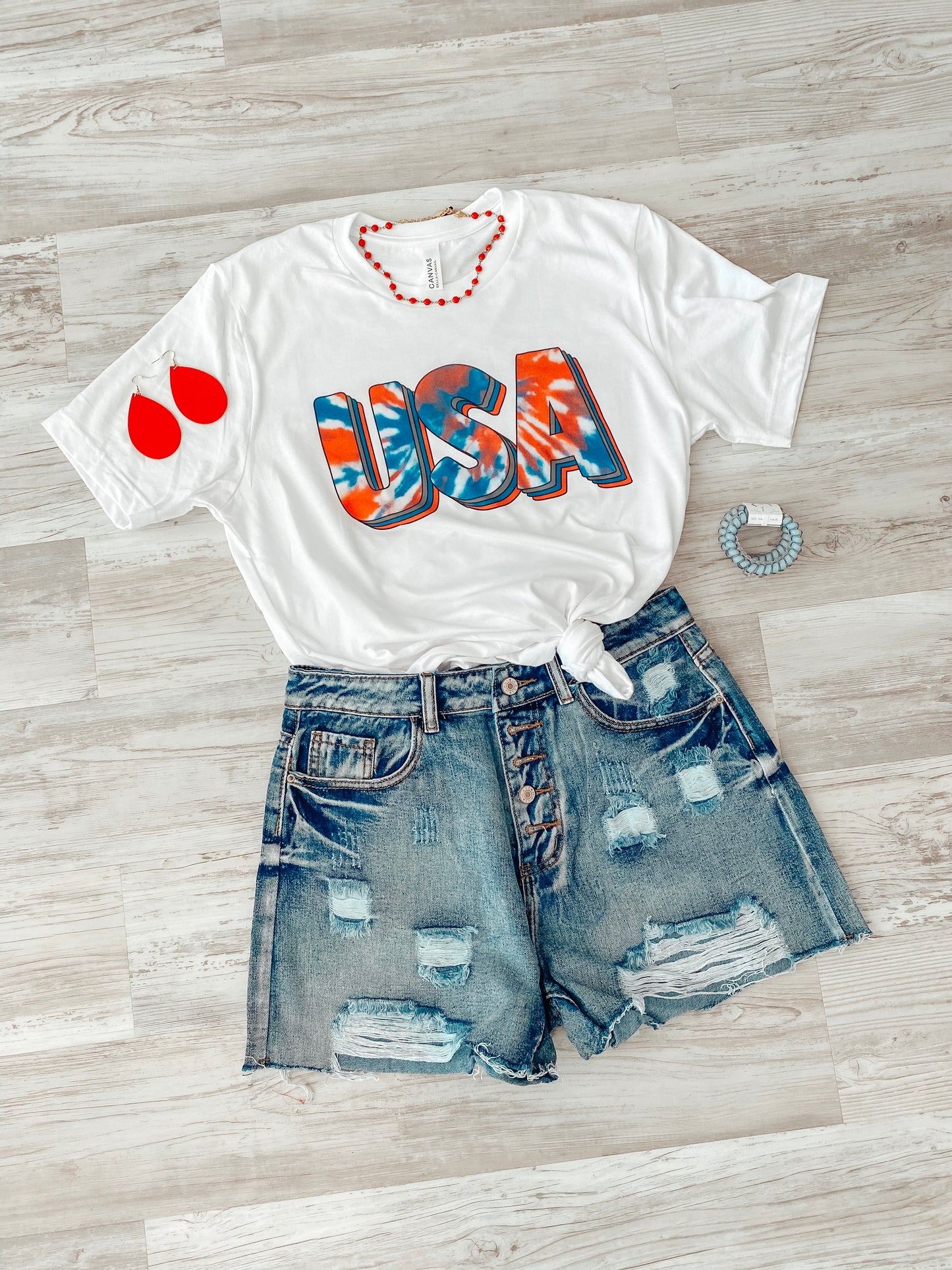 USA Tie Dye - White Tee - Southern Grace Creations