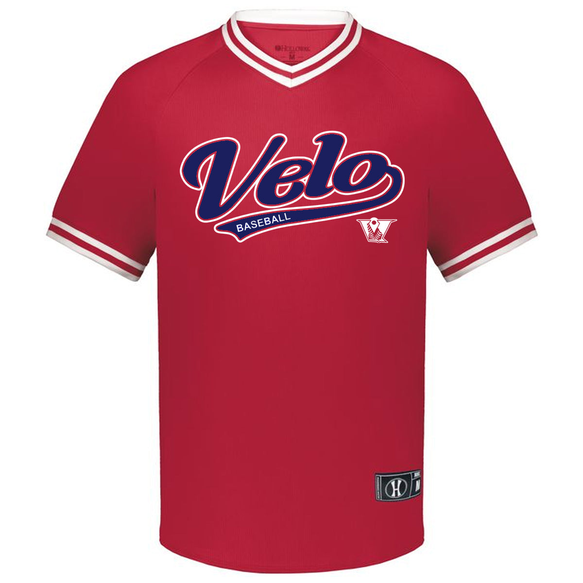 Velo BB - Velo Retro - Retro V-Neck Baseball Jersey - Red/White (221021) - Southern Grace Creations
