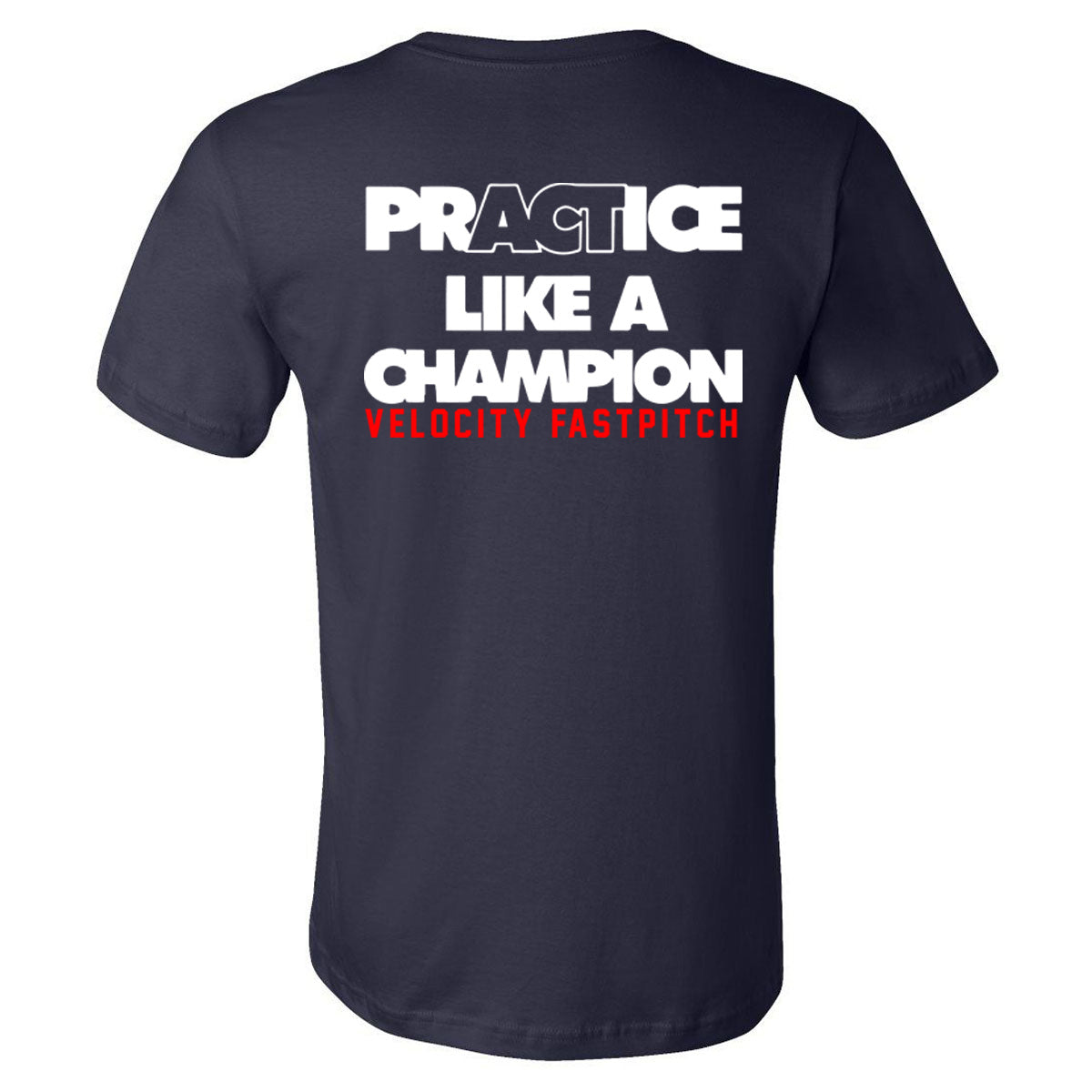 Velo FP - Velo Softball Logo - PrACTice Like A Champion - Navy Short Sleeve (Tee/Hoodie/Sweatshirt) - Southern Grace Creations