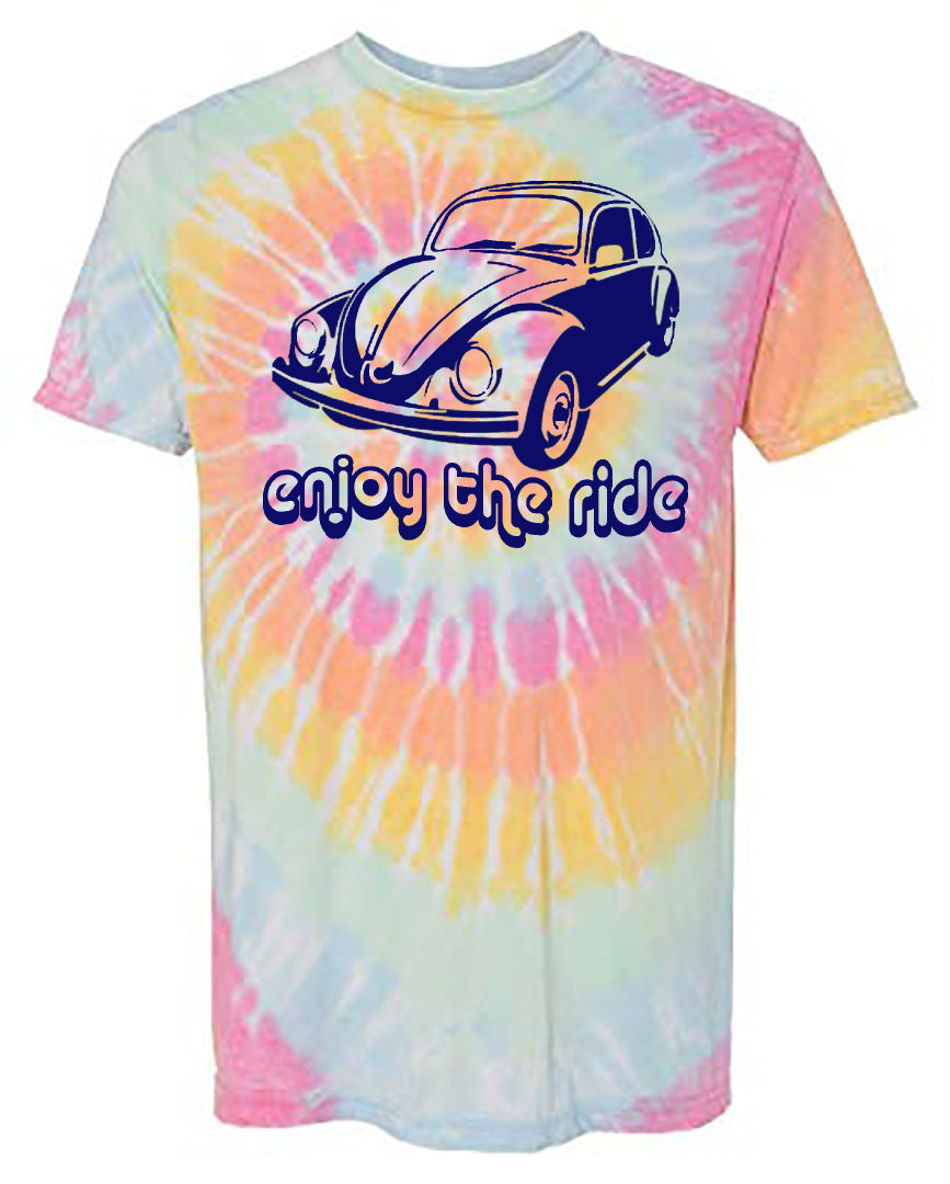Volkswagen Beetle "Enjoy the Ride" - Aerial Tie Dye Tee - Southern Grace Creations