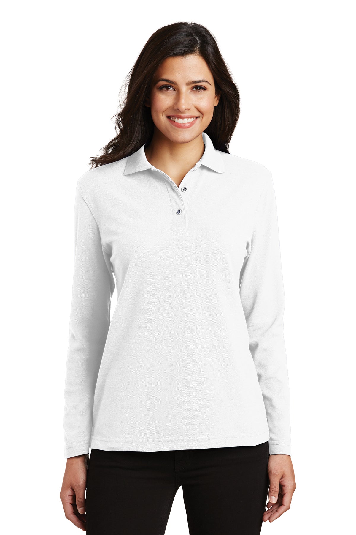 WINDSOR - LADIES Long Sleeve Polo - WHITE (L500LS) - Southern Grace Creations