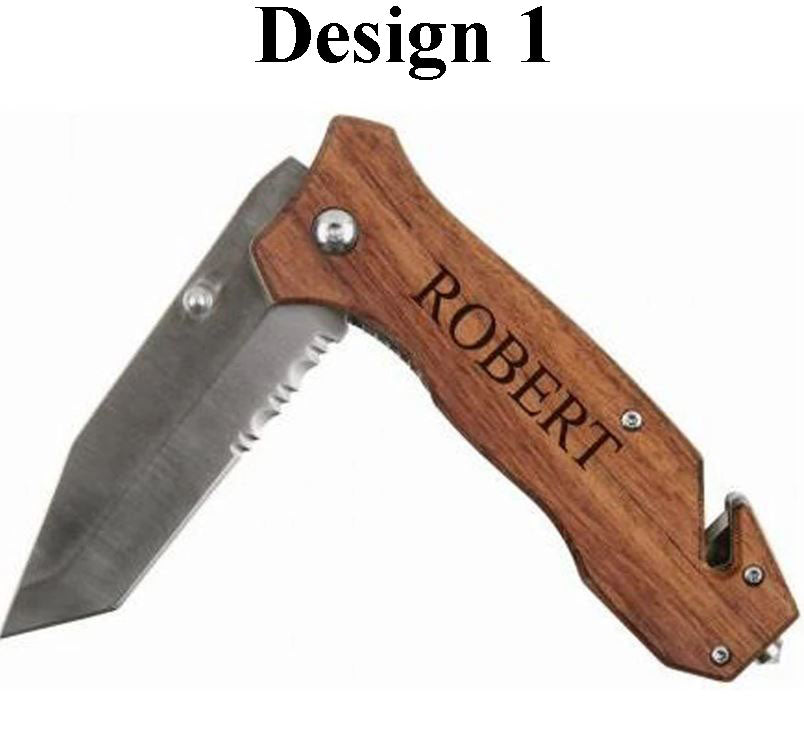 WOOD POCKET KNIFE W/ CLIP - ENGRAVABLE - Southern Grace Creations