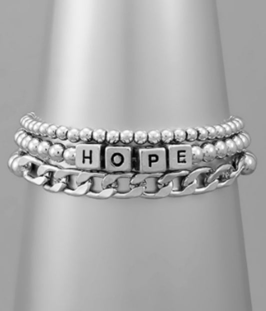 "WORD" Chain & Ball Bracelet Set-Silver - Southern Grace Creations