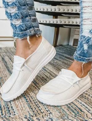 White Solid Canvas Shoes - Southern Grace Creations