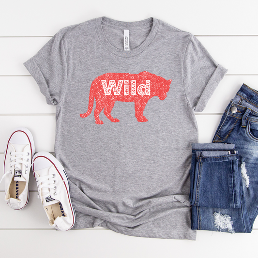 Wild Cheetah Tee (Sports Grey Tee) - Southern Grace Creations