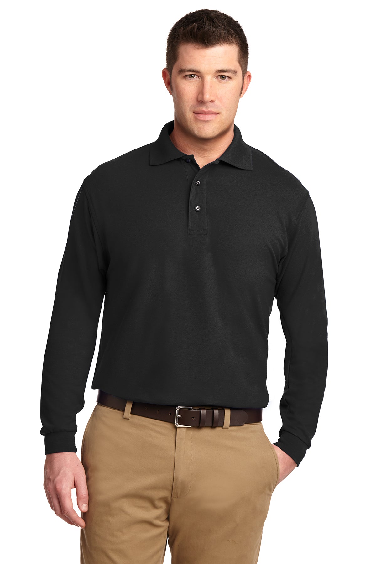 Windsor - ADULT Long Sleeve Polo - BLACK (K500LS) - Southern Grace Creations