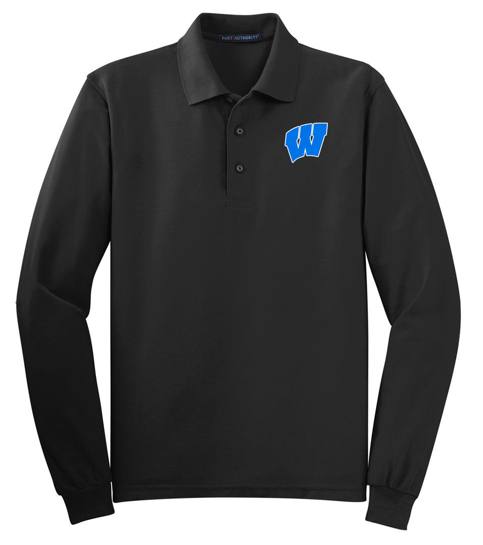 Windsor - ADULT Long Sleeve Polo - BLACK (K500LS) - Southern Grace Creations