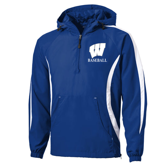 Windsor - Baseball - Colorblock Raglan Anorak (JST63) with W Baseball Logo - True Royal/White - Southern Grace Creations