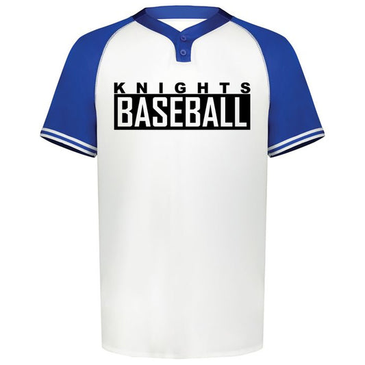 Windsor - Knights Baseball 1 - Cutter+ Henley Jersey - White/Royal (6905) - Southern Grace Creations