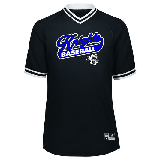 Windsor - Knights Baseball Retro - Retro V-Neck Baseball Jersey - Black/White (221021) - Southern Grace Creations