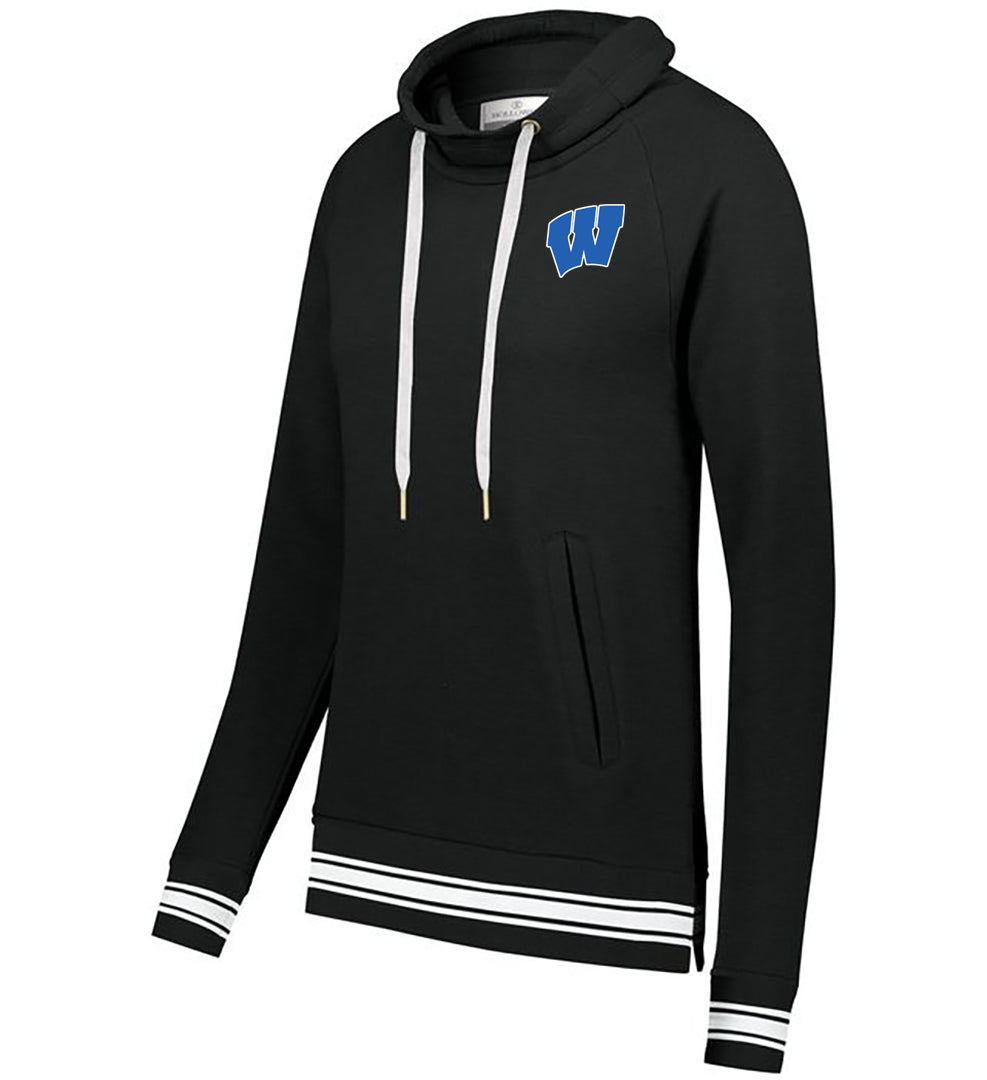 Windsor - LADIES IVY LEAGUE FUNNEL NECK PULLOVER (229763) - Black/White - Southern Grace Creations