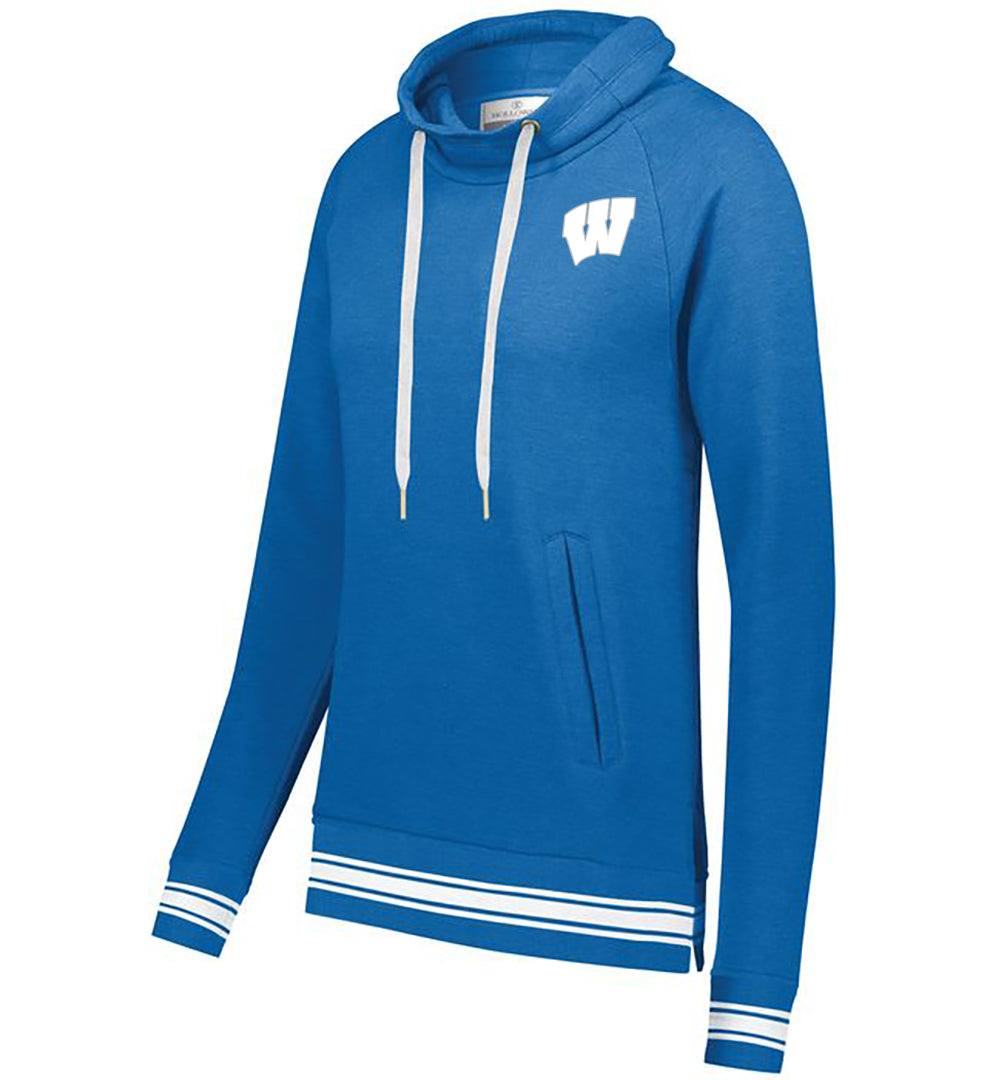 Windsor - LADIES IVY LEAGUE FUNNEL NECK PULLOVER (229763) - Royal Heather/White - Southern Grace Creations
