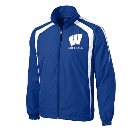 Windsor - Softball - Colorblock Raglan Jacket with W Softball Logo - True Royal/White - Southern Grace Creations