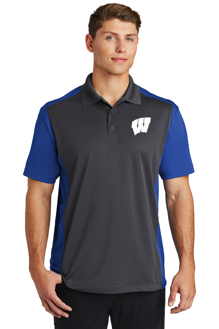 Windsor - Sport-Tek Colorblock Micropique Sport-Wick Polo - Iron Grey/ True Royal (ST652) - Southern Grace Creations