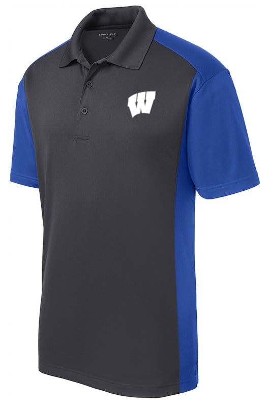 Windsor - Sport-Tek Colorblock Micropique Sport-Wick Polo - Iron Grey/ True Royal (ST652) - Southern Grace Creations